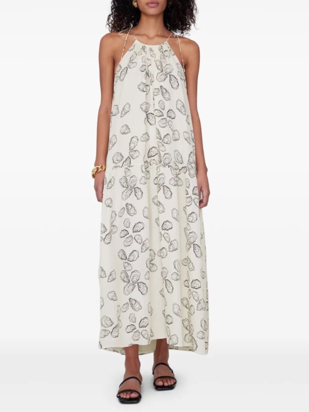 NWT Anine Bing Santana Dress - White Oyster Print Size S